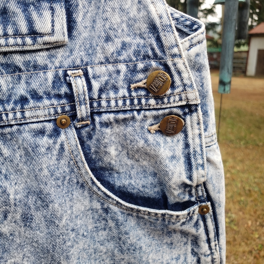 VINTAGE Girls Squeeze Bleached/Acid Washed Jean Overall Dress- M - Picture 3 of 14